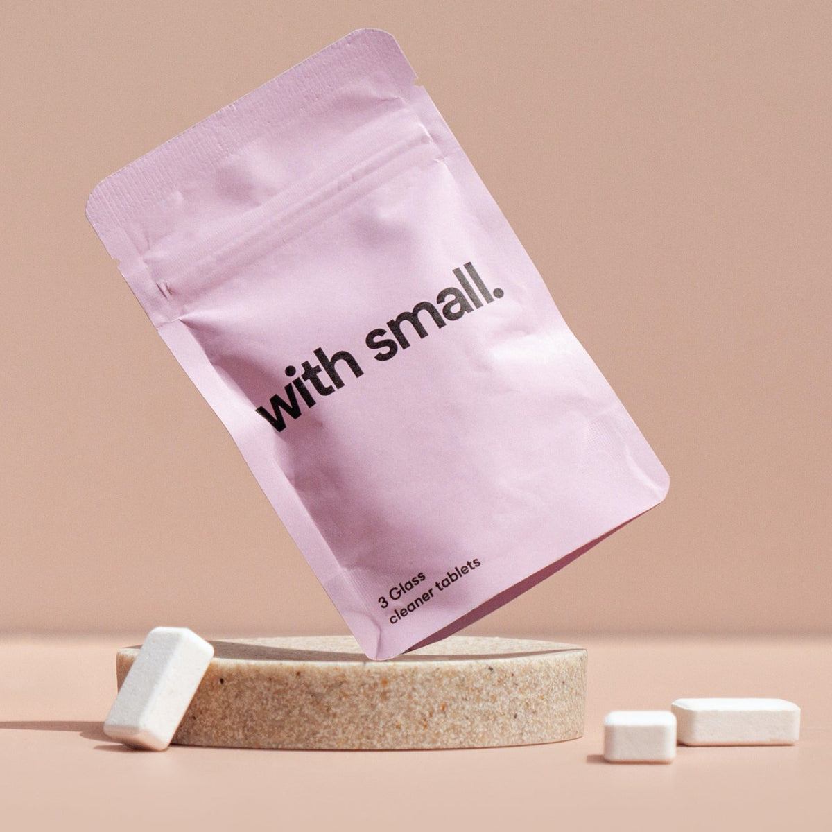 Image of cleaning tablet packet with three tablets